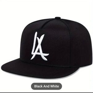 LA Vintage Embroidery Baseball Cap Black Hip Hop Snapback Hat Adjustable Sunscre